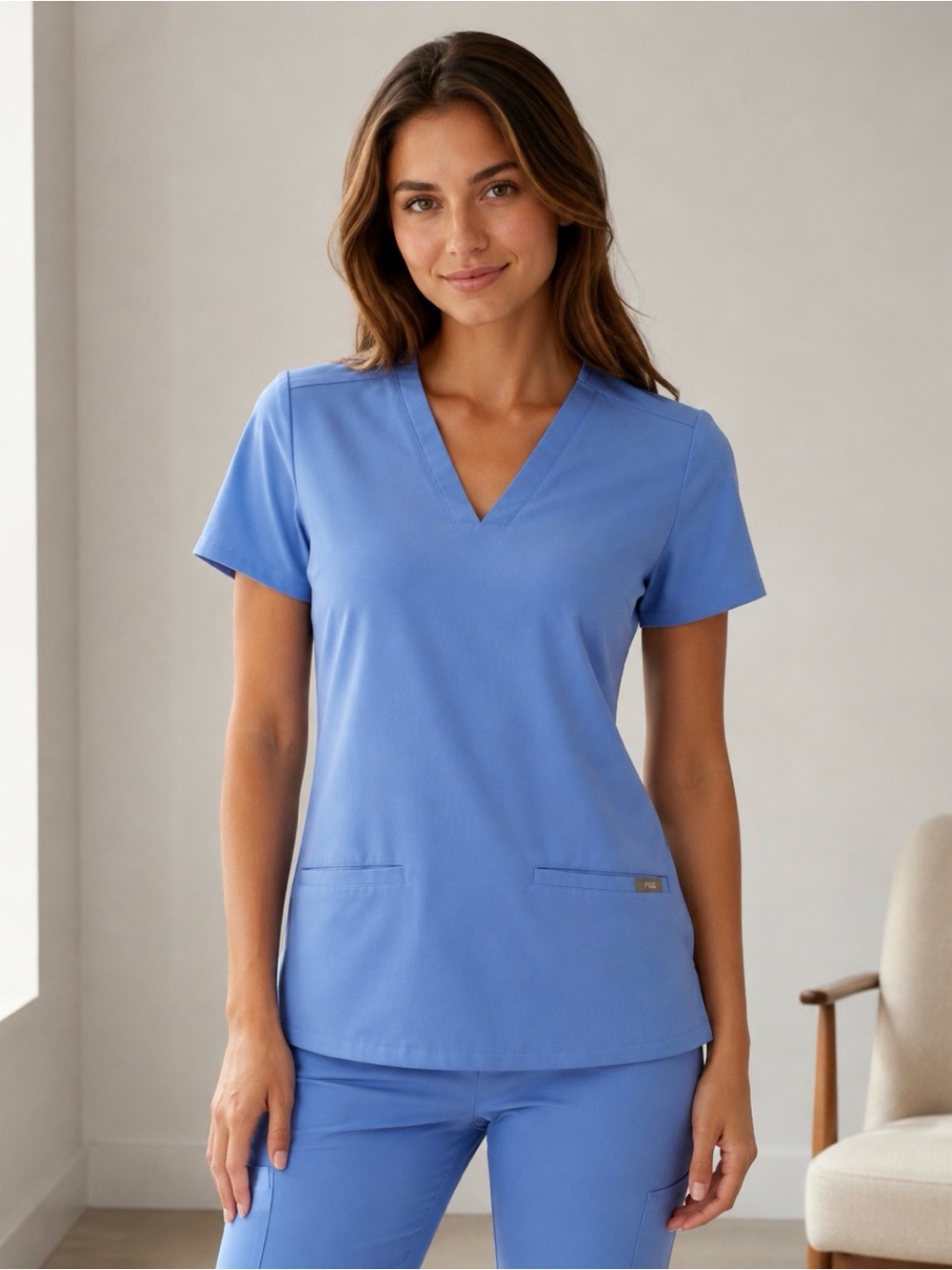 FIGS Casma Ciel Blue Scrub Top XXS